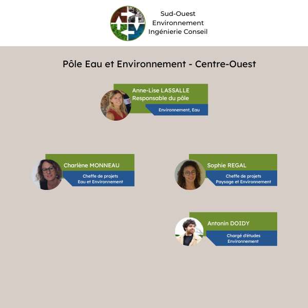 organigramme Etcée Terra - bureau d'études environnement SOE Ingénierie Conseil - pôle Eau et Environnement Nouvelle-Aquitaine